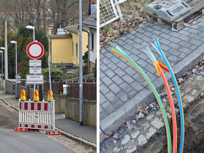 Die Firma Plümer Systemtechnik GmbH verlegt derzeit Leerrohre und Hausanschlüsse im Auftrag der SachsenEnergie.