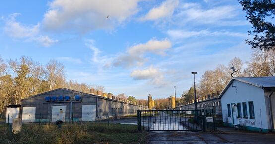 Von der Vogelgrippe betroffene Anlage der Hühnerfarm "Waldrose" an der Zschornaer Straße