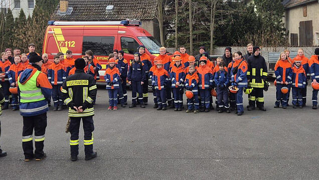 Begrüßung durch Ortswehrleiter E. Paulitz, Ortsjugendwart T. Klemz und Stadtjugendwart P. Wuttke