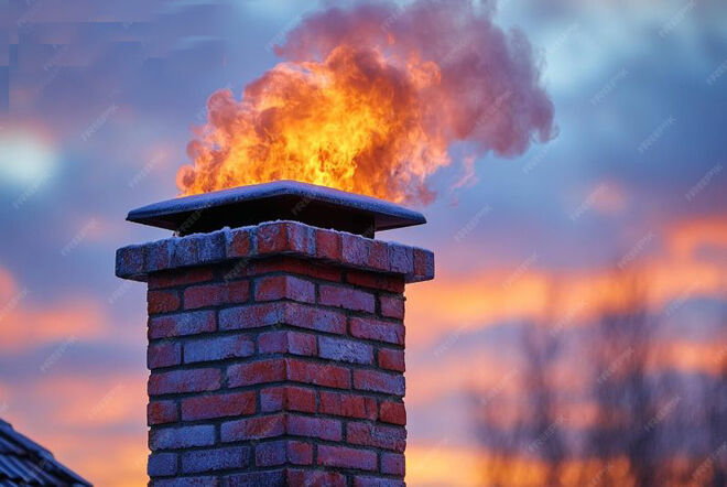 Schornsteinbrand. Symbolbild. Quelle: FreePic-AI