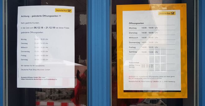 Die Öffungszeiten zu den Feiertagen.