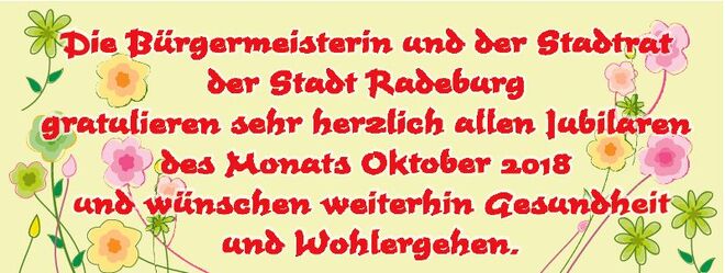In dieser Form gratuliert die Stadtverwaltung seit August den Jubilaren des Monats.