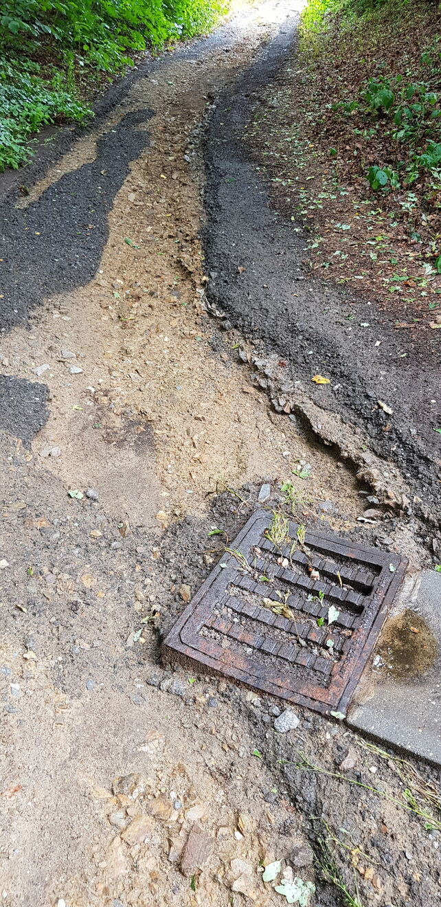 Entwässerung im Hohlweg