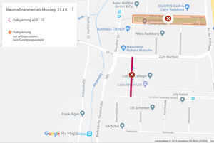 Sperrungen im Gewerbegebiet Radeburg-Süd wegen Straßensanierungsarbeiten